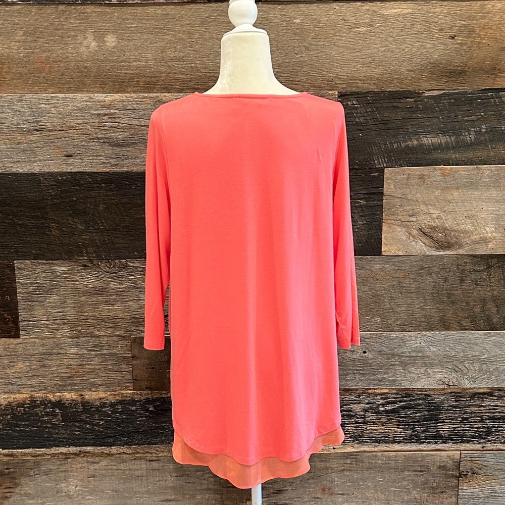 Soft Surroundings Marique Tunic Coral Top 3/4 Sleeve Medium - Picture 3 of 6